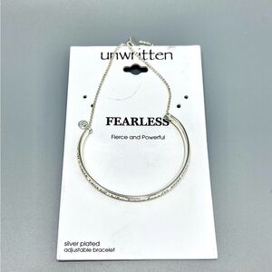 Unwritten “Fearless “ Affirmative Message Bolo Bracelet- Silver Plated